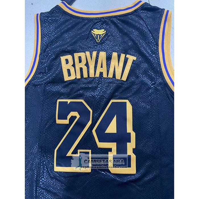 Camiseta Los Angeles Lakers Kobe Bryant NO 8 24 Black Mamba Snakeskin Negro
